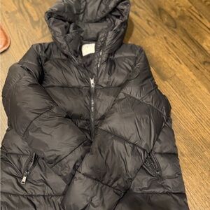 Zara Black Quilted Puffer Jacket with Hood